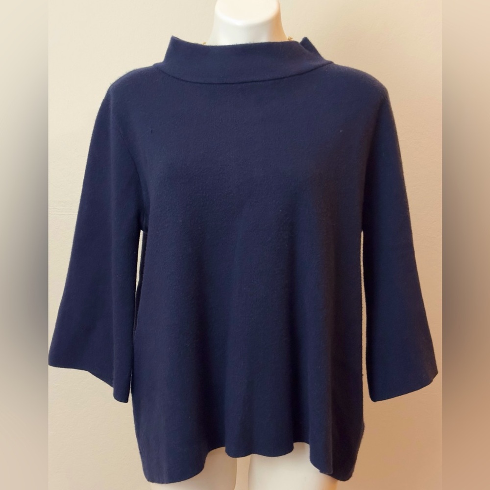 Fate Navy Blue Mock Neck Bell Sleeve Oversized Sweater size L